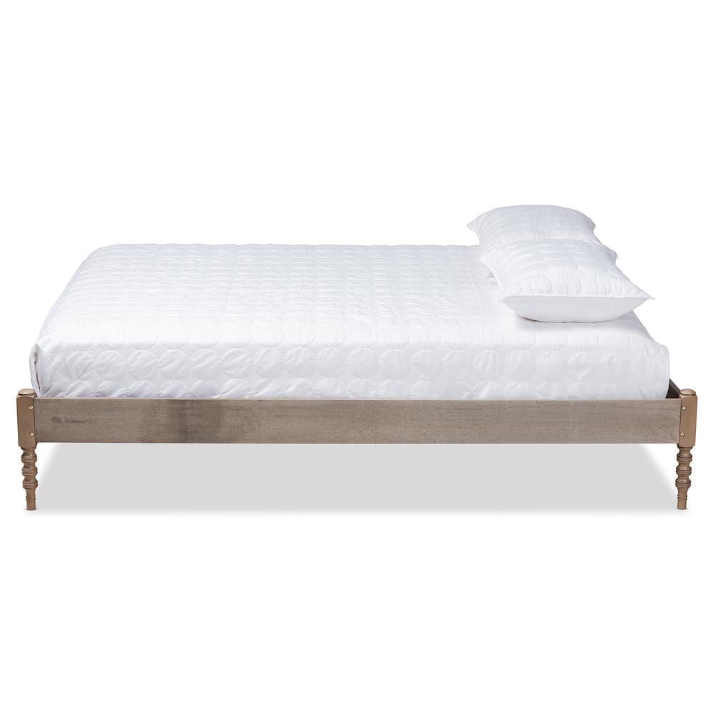 Baxton Studio Cielle French Bohemian Weathered Grey Oak Finished Wood Full Size Platform Bed Frame. Picture 12