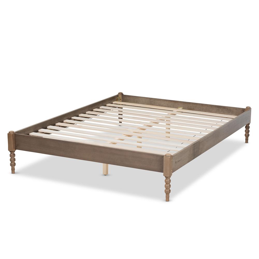 Baxton Studio Cielle French Bohemian Weathered Grey Oak Finished Wood Full Size Platform Bed Frame. Picture 13