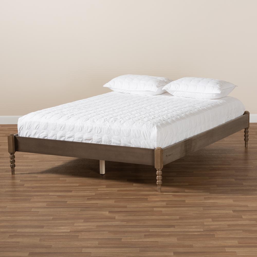 Baxton Studio Cielle French Bohemian Weathered Grey Oak Finished Wood Full Size Platform Bed Frame. Picture 16