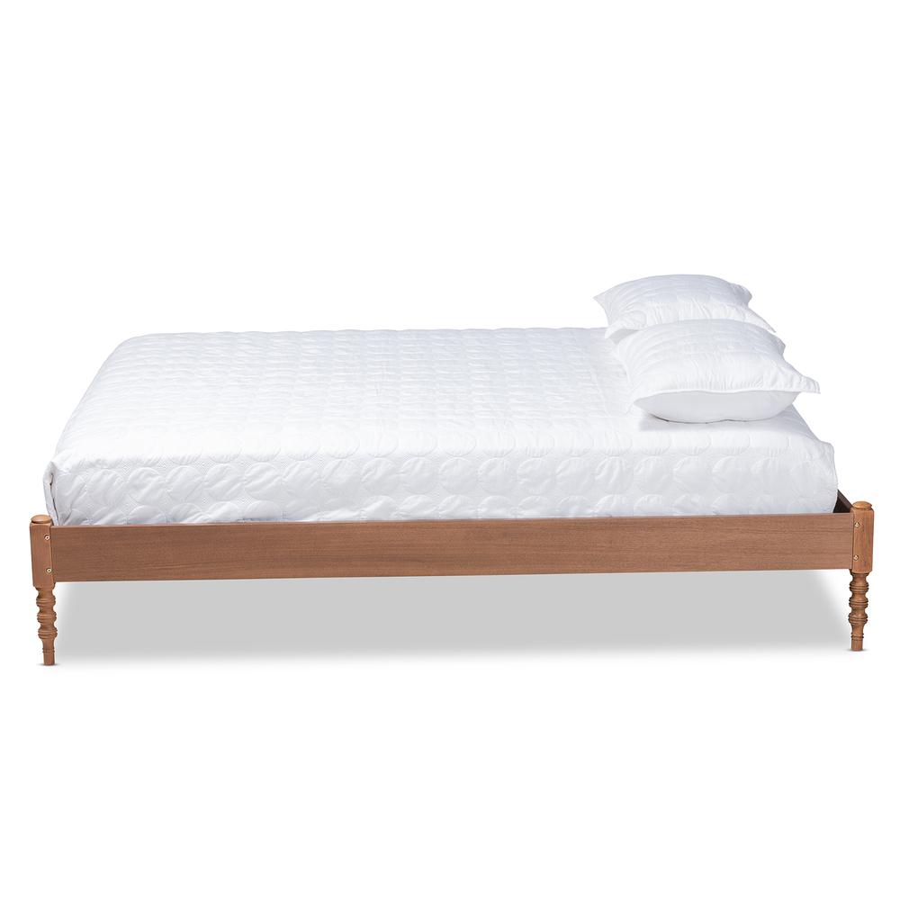 Baxton Studio Cielle French Bohemian Ash Walnut Finished Wood Full Size Platform Bed Frame. Picture 12