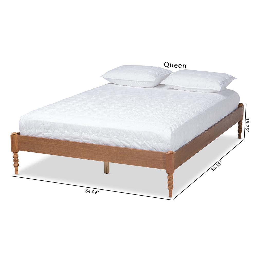 Cielle French Bohemian Ash Walnut Finished Wood Queen Size Platform Bed Frame. Picture 17