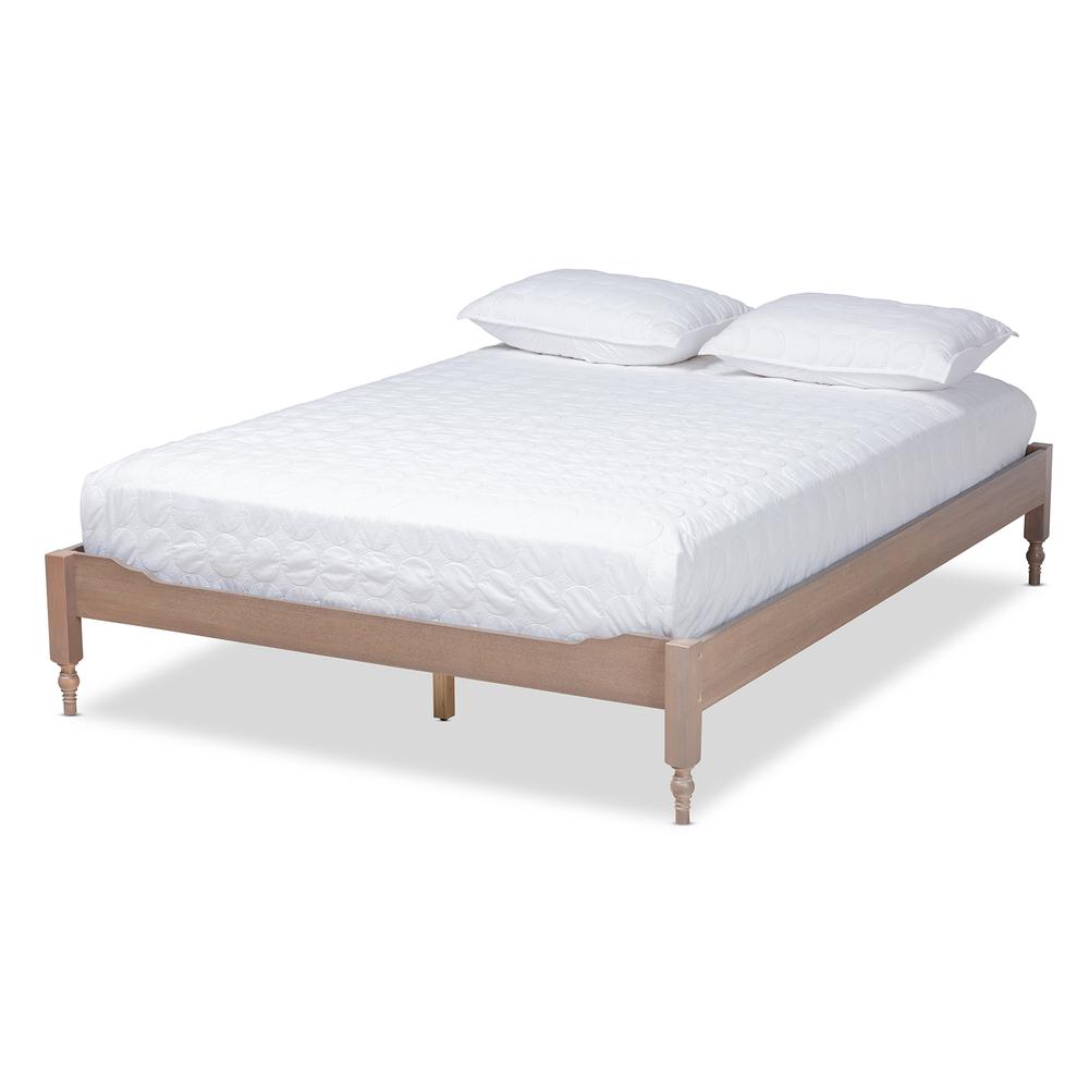 Baxton Studio Laure French Bohemian Antique Oak Finished Wood Full Size Platform Bed Frame. Picture 11