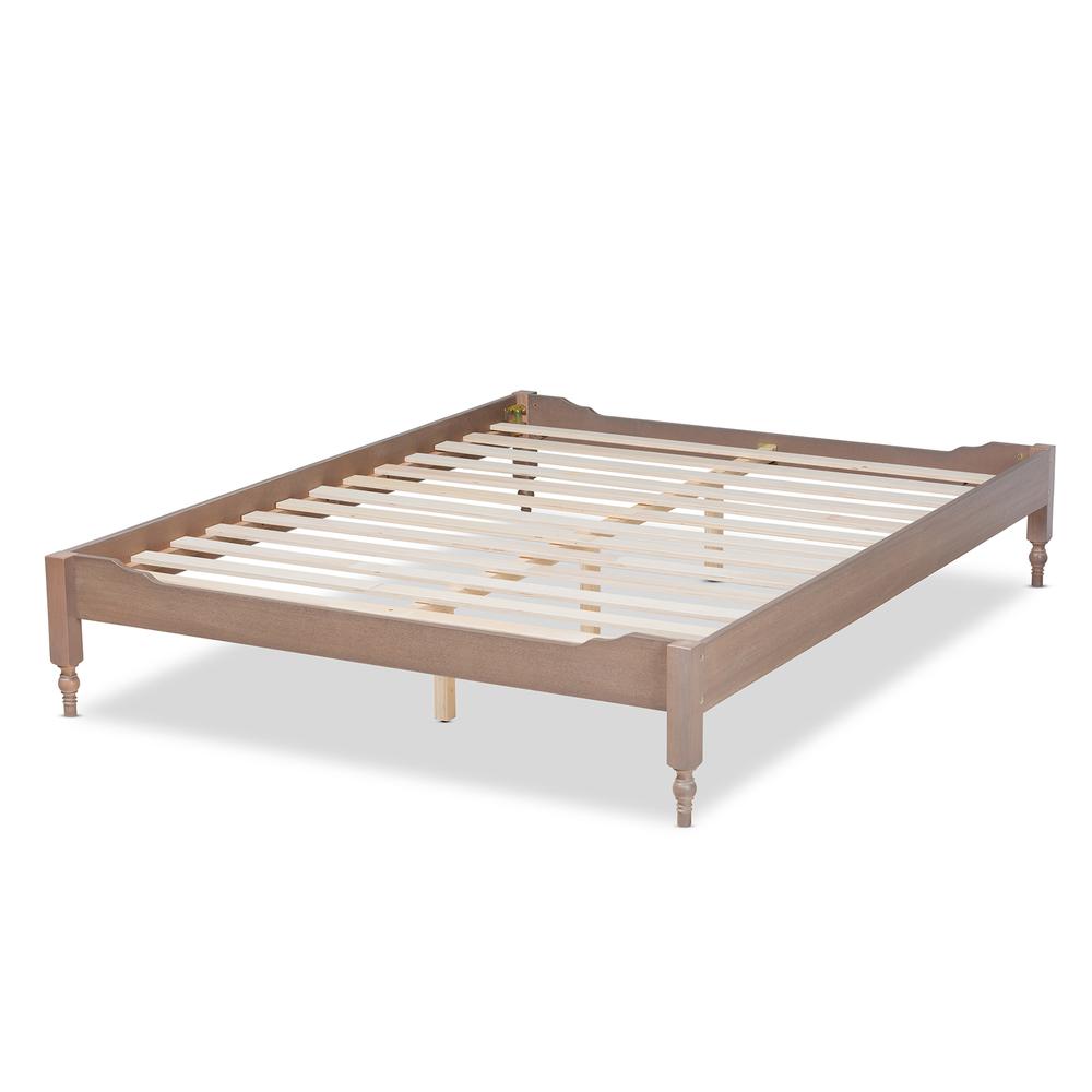 Baxton Studio Laure French Bohemian Antique Oak Finished Wood Full Size Platform Bed Frame. Picture 13