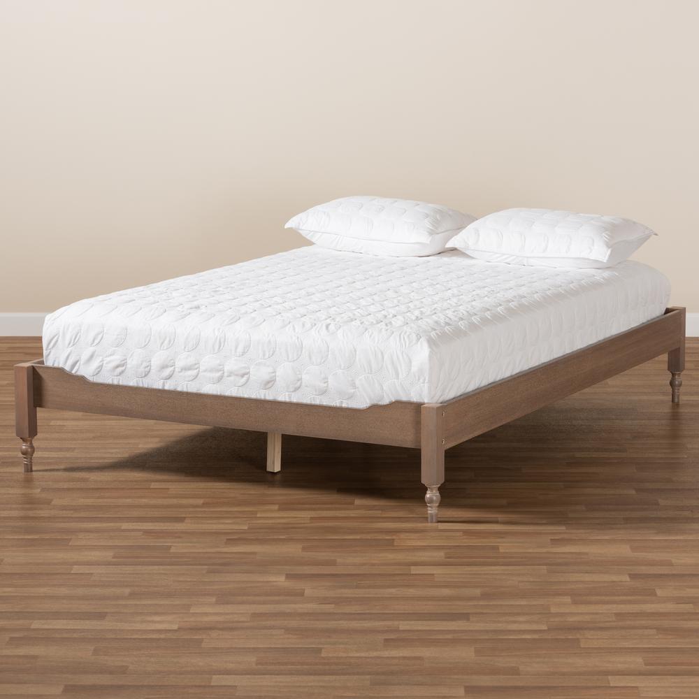 Baxton Studio Laure French Bohemian Antique Oak Finished Wood Full Size Platform Bed Frame. Picture 16