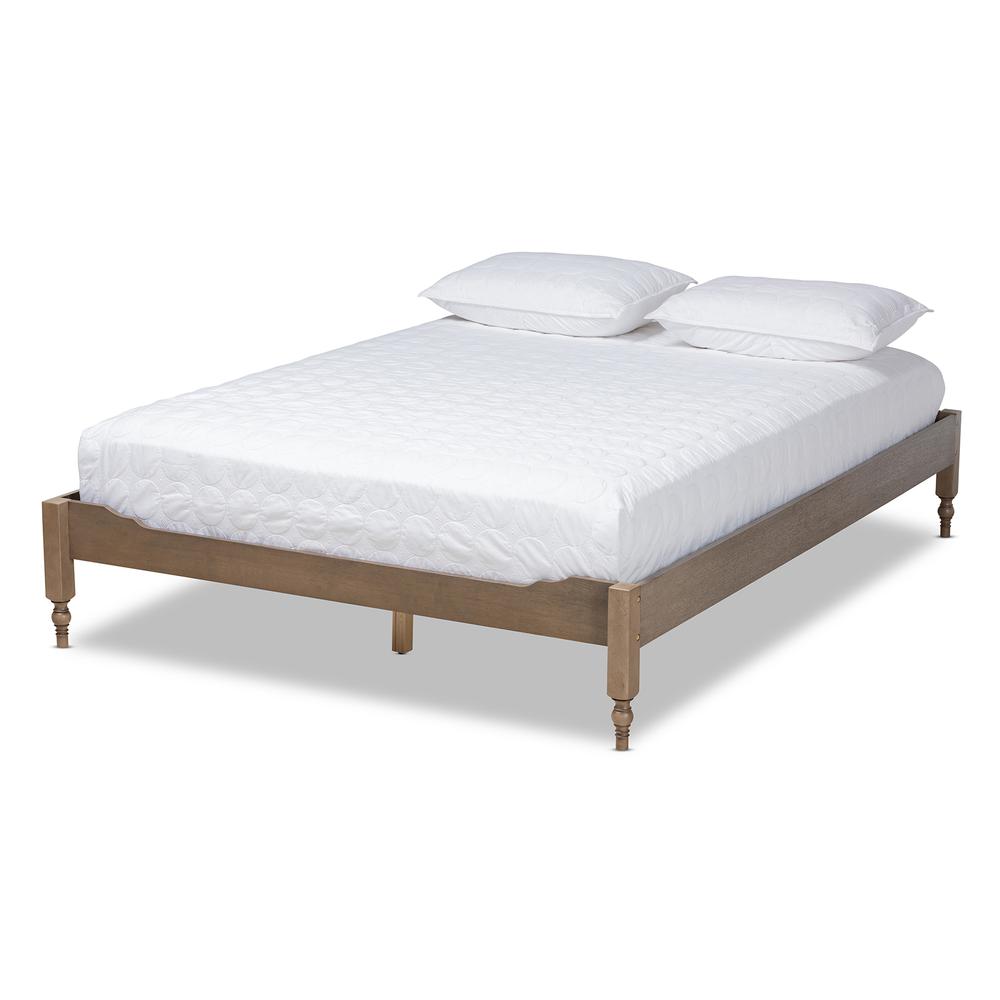 Baxton Studio Laure French Bohemian Weathered Grey Oak Finished Wood Full Size Platform Bed Frame. Picture 11