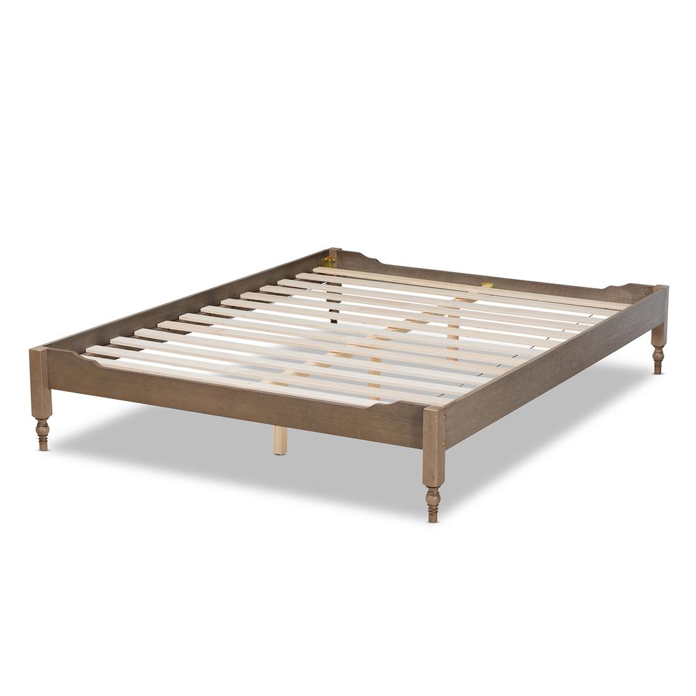 Baxton Studio Laure French Bohemian Weathered Grey Oak Finished Wood Full Size Platform Bed Frame. Picture 13