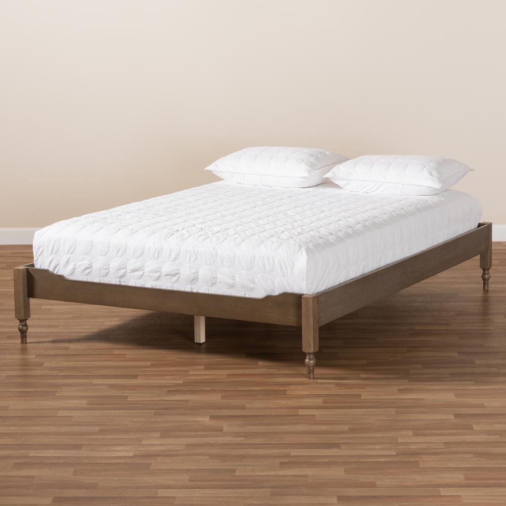 Baxton Studio Laure French Bohemian Weathered Grey Oak Finished Wood Full Size Platform Bed Frame. Picture 16