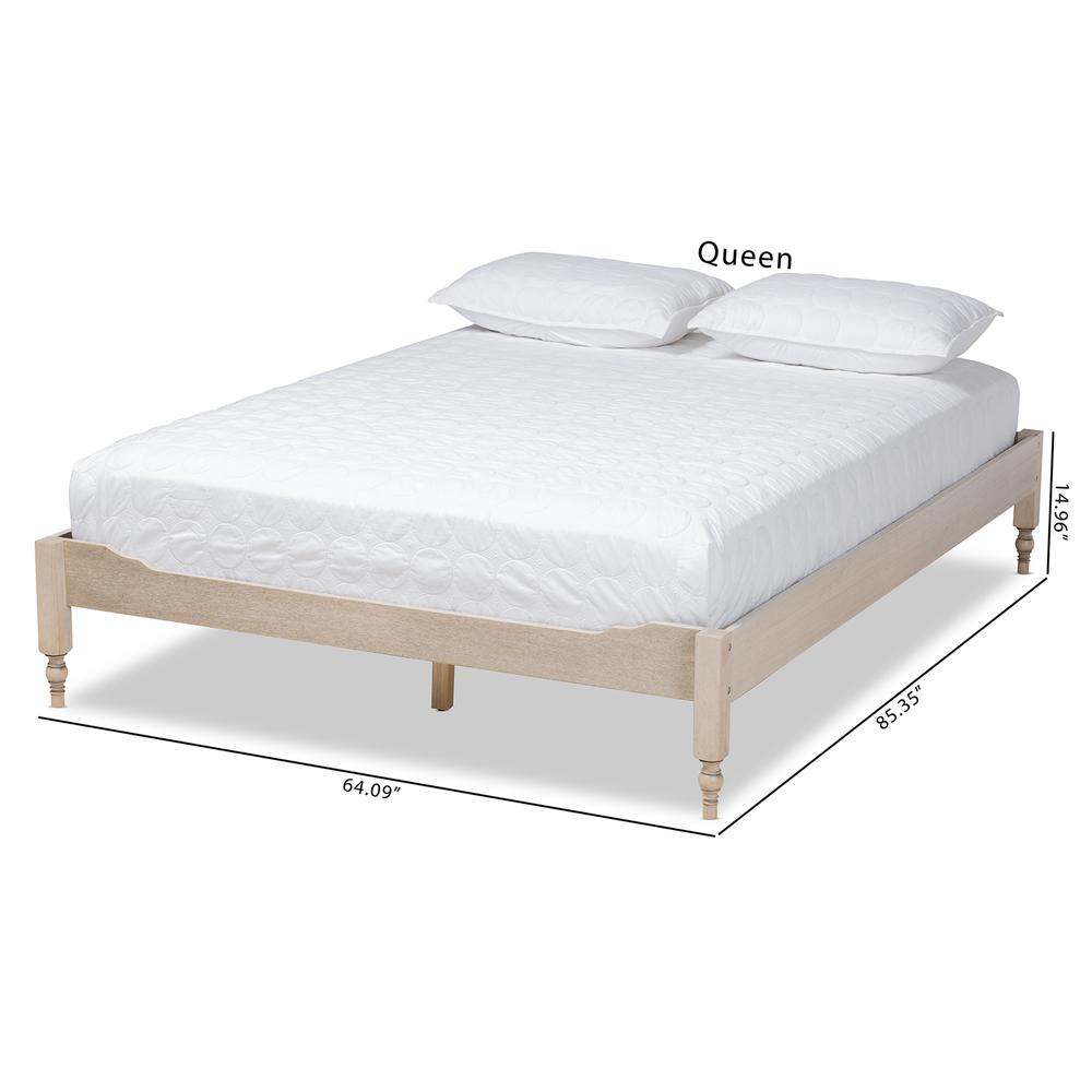 Baxton Studio Laure French Bohemian Antique White Oak Finished Wood Full Size Platform Bed Frame. Picture 18