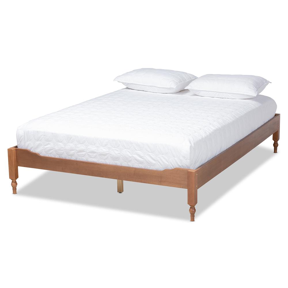 Laure French Bohemian Ash Walnut Finished Wood Full Size Platform Bed Frame. Picture 10