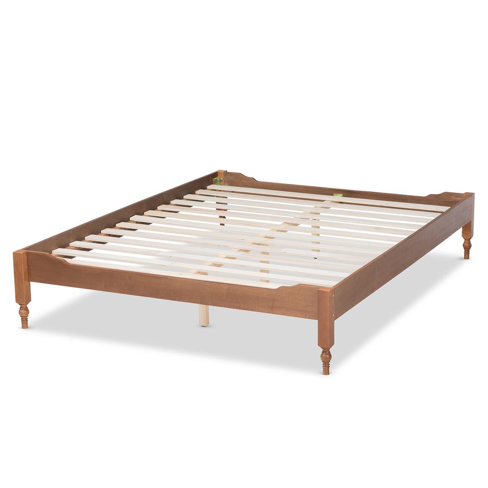 Laure French Bohemian Ash Walnut Finished Wood Full Size Platform Bed Frame. Picture 12