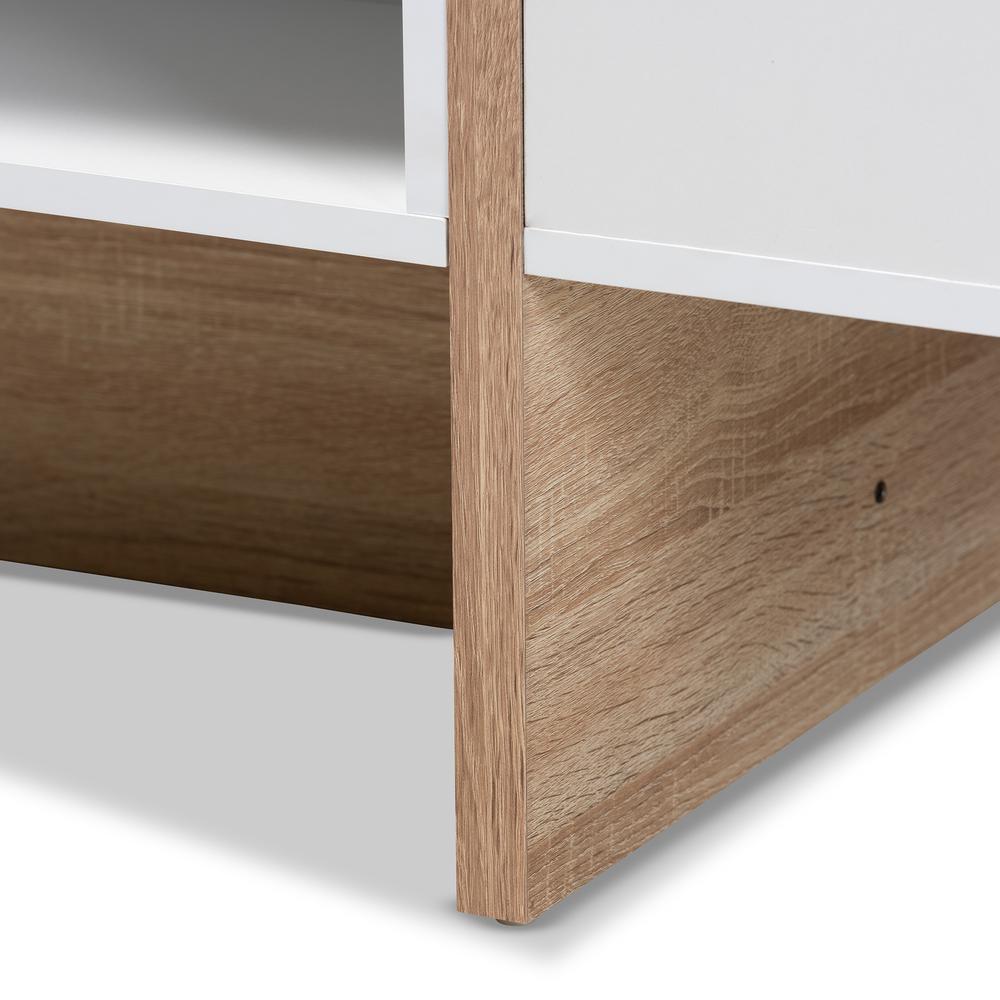 Rasa Modern and Contemporary Two-Tone White and Oak Finished Wood Coffee Table. Picture 11