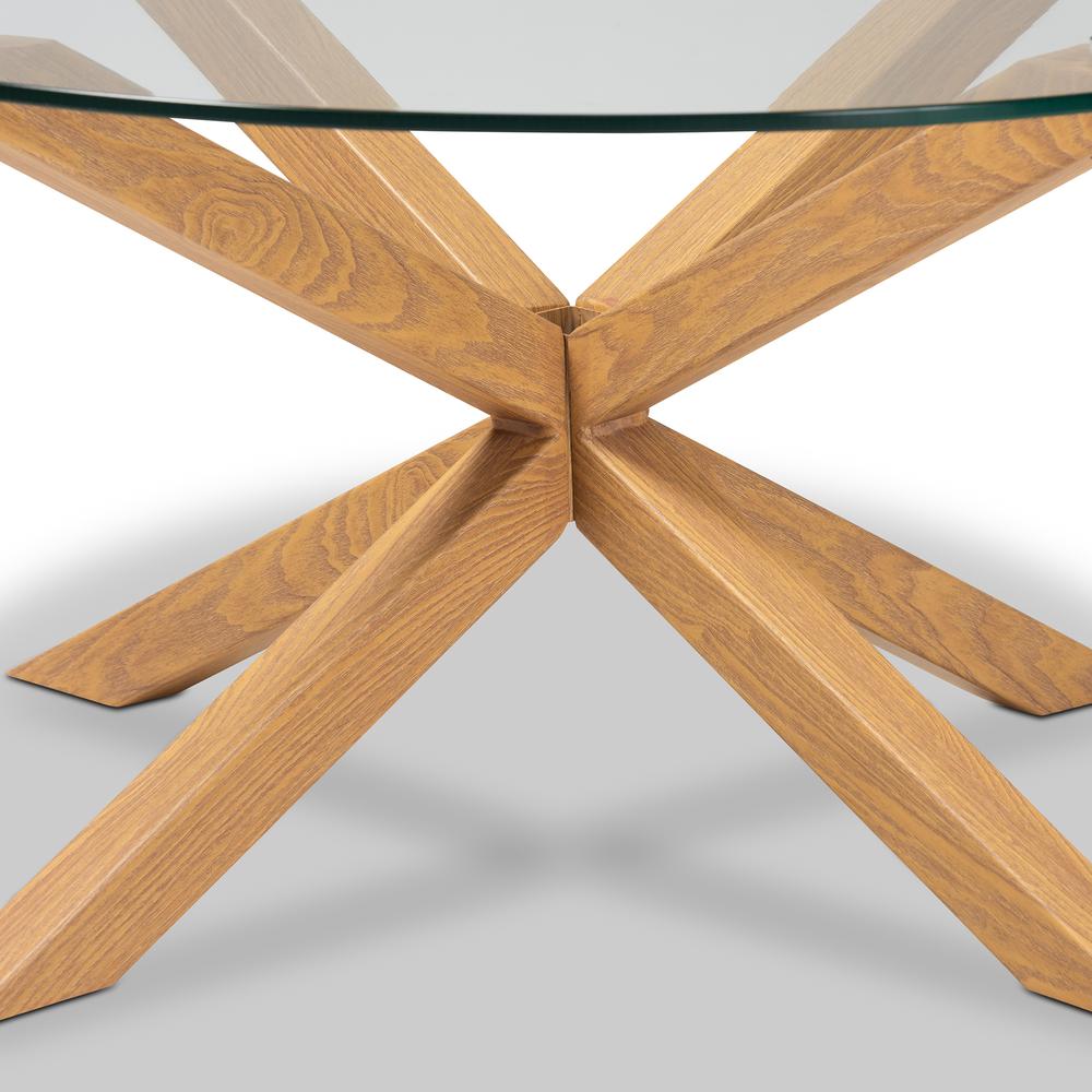 Baxton Studio Lida Modern and Contemporary Glass and Wood Finished Coffee Table. Picture 9