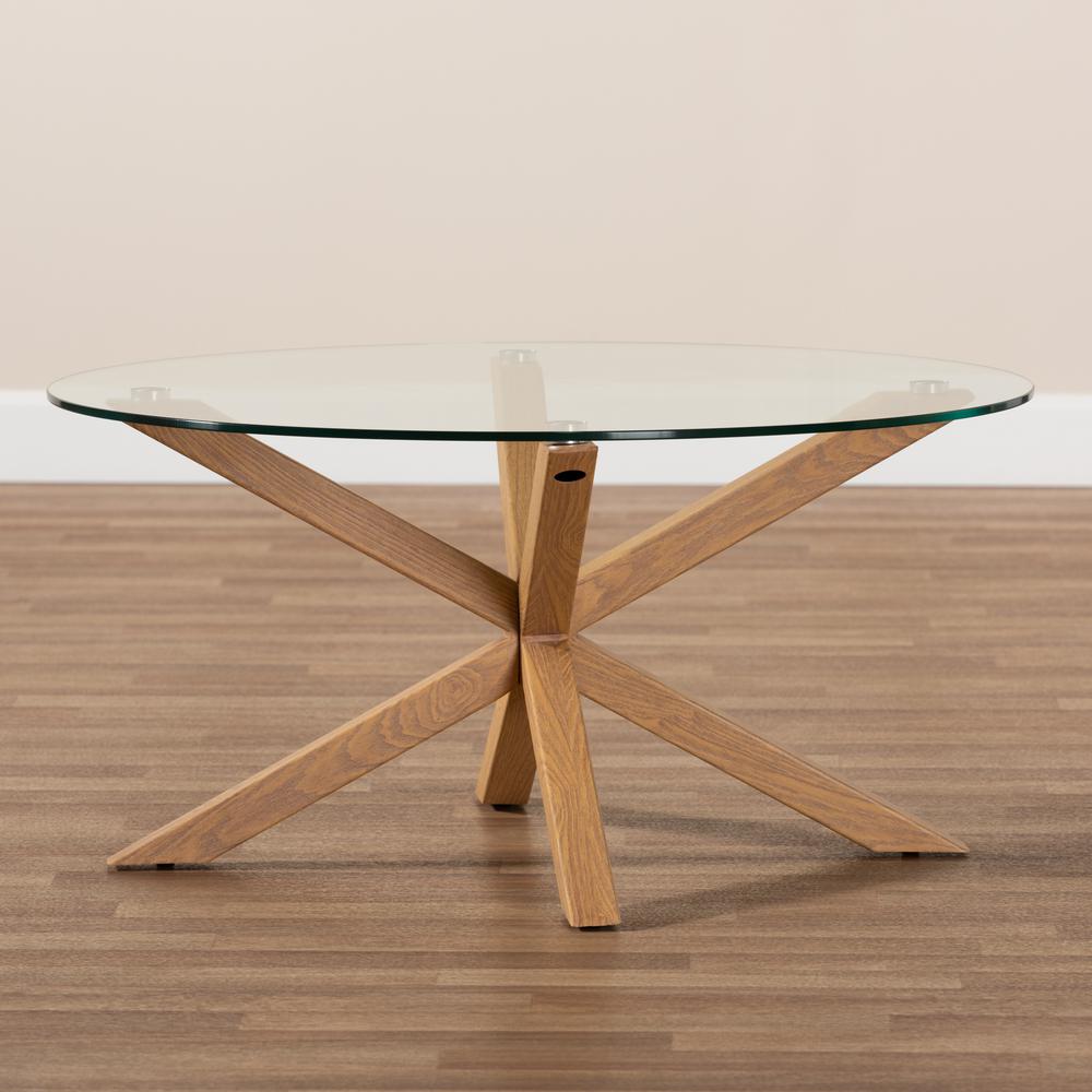 Baxton Studio Lida Modern and Contemporary Glass and Wood Finished Coffee Table. Picture 11