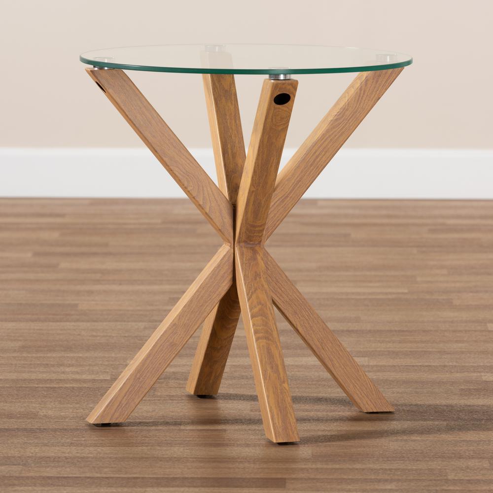 Baxton Studio Lida Modern and Contemporary Glass and Wood Finished End Table. Picture 12