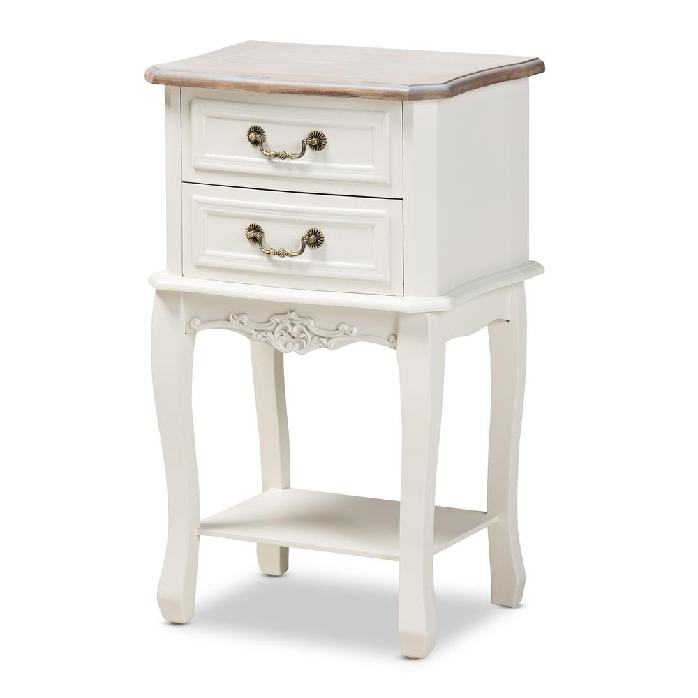 Baxton Studio Amalie Antique French Country Cottage Two-Tone White and Oak Finished 2-Drawer Wood Nightstand. Picture 12