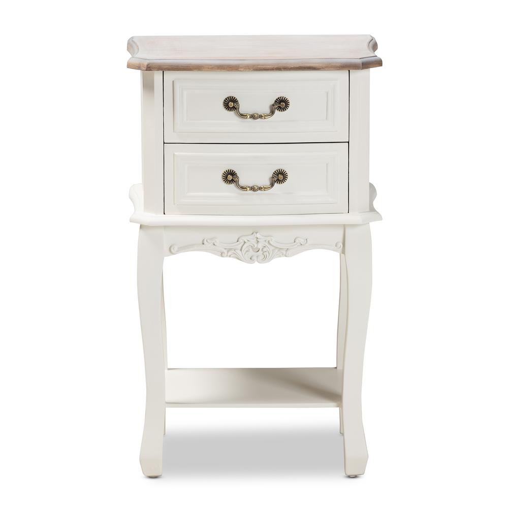 Baxton Studio Amalie Antique French Country Cottage Two-Tone White and Oak Finished 2-Drawer Wood Nightstand. Picture 14