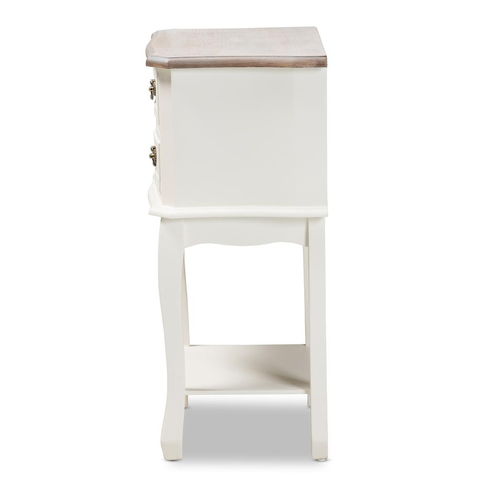 Baxton Studio Amalie Antique French Country Cottage Two-Tone White and Oak Finished 2-Drawer Wood Nightstand. Picture 15