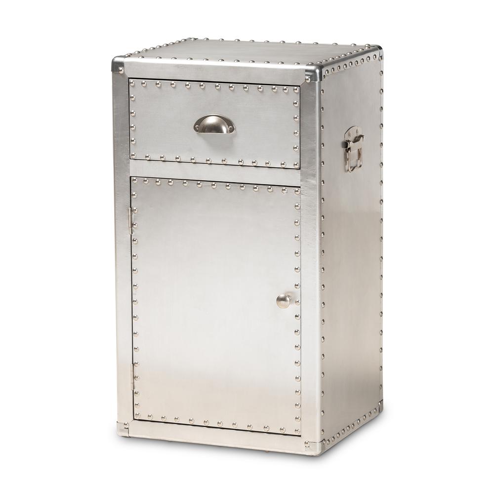 Baxton Studio Serge French Industrial Silver Metal 1-Door Accent Storage Cabinet. Picture 13