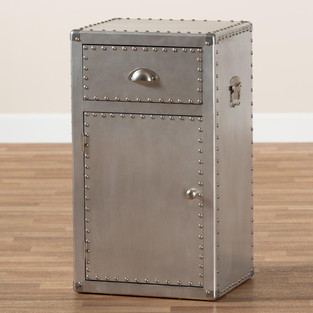 Baxton Studio Serge French Industrial Silver Metal 1-Door Accent Storage Cabinet. Picture 22