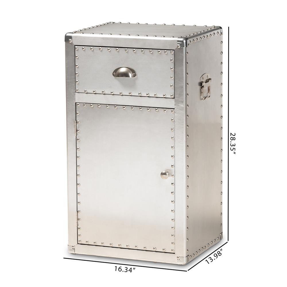 Baxton Studio Serge French Industrial Silver Metal 1-Door Accent Storage Cabinet. Picture 23