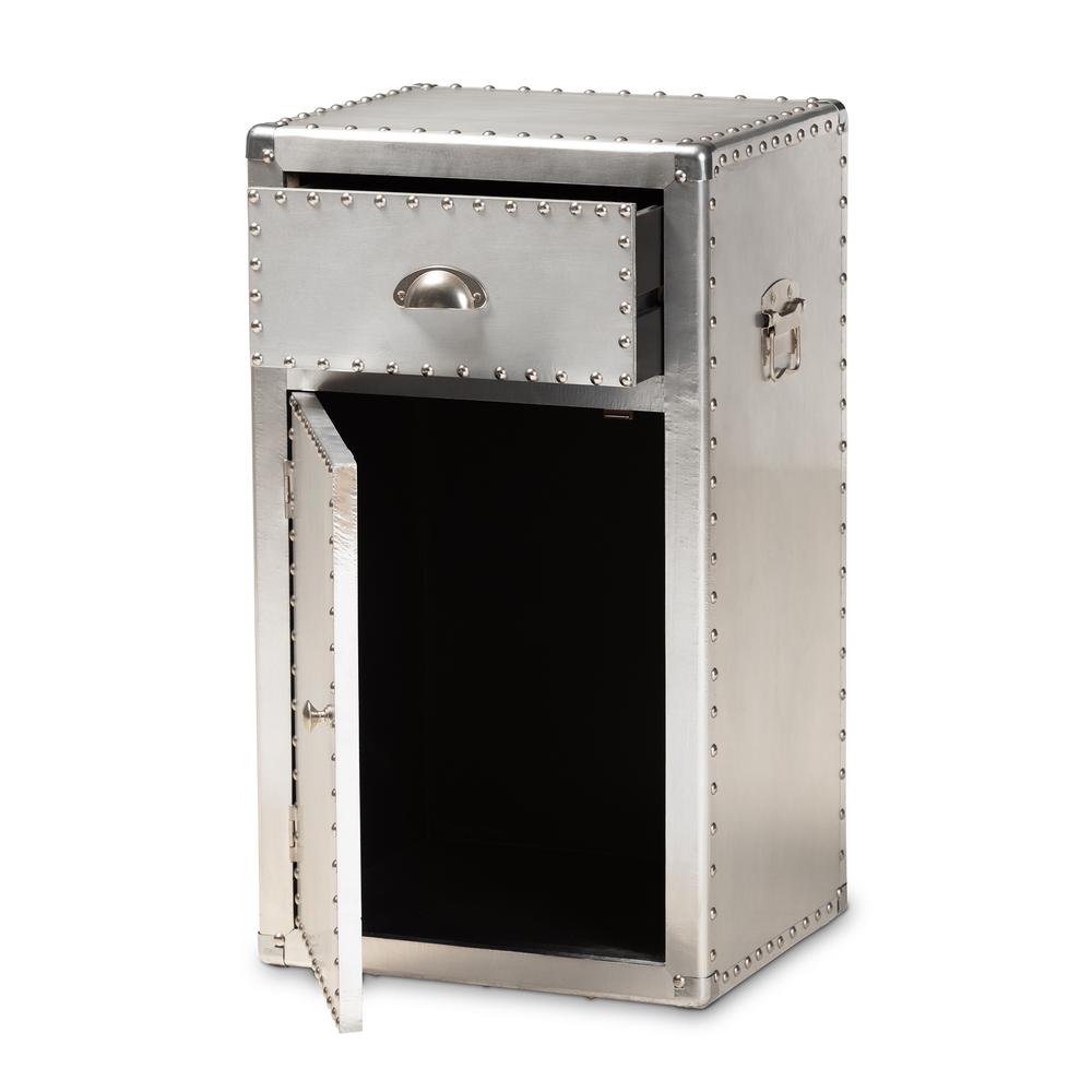 Baxton Studio Serge French Industrial Silver Metal 1-Door Accent Storage Cabinet. Picture 13