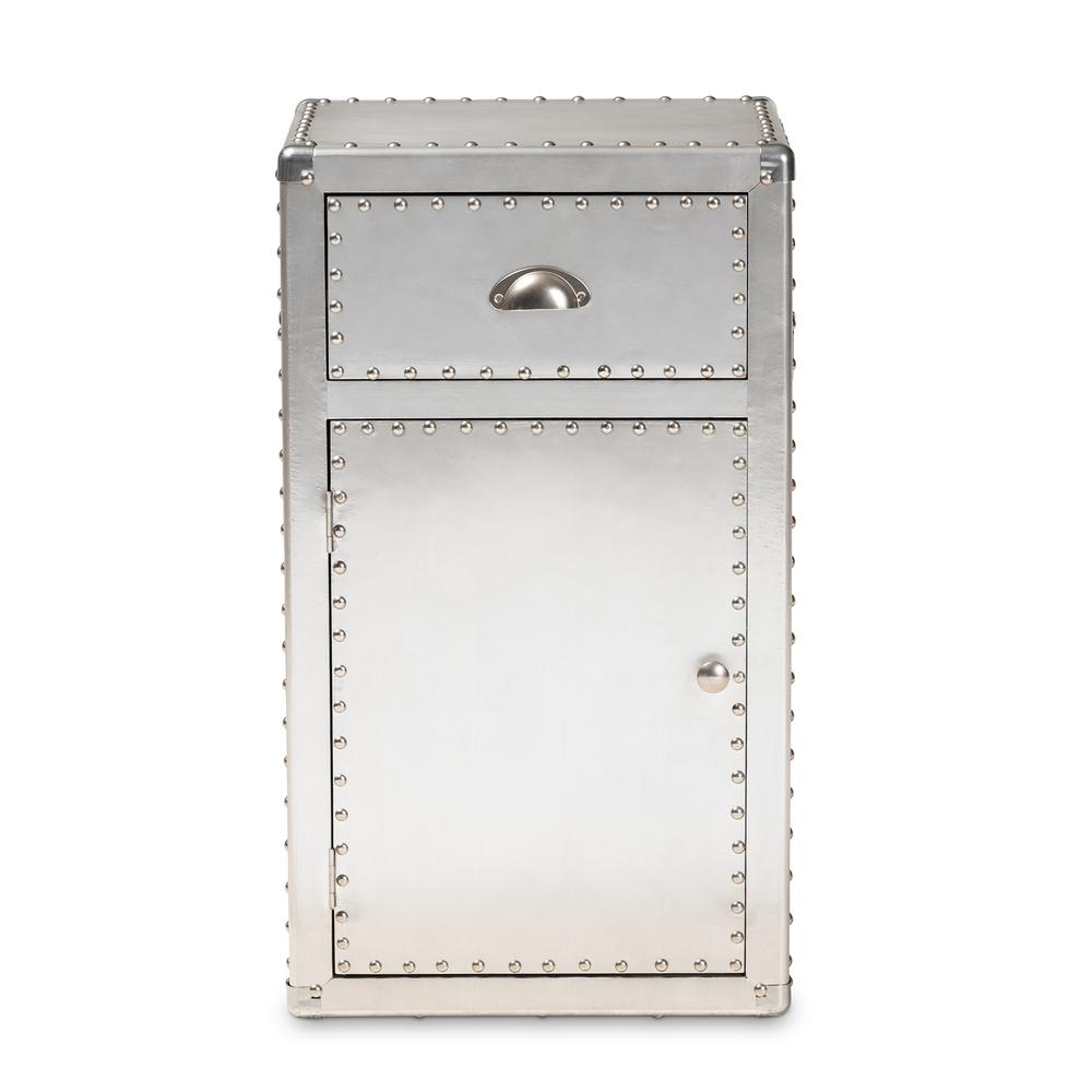 Baxton Studio Serge French Industrial Silver Metal 1-Door Accent Storage Cabinet. Picture 14