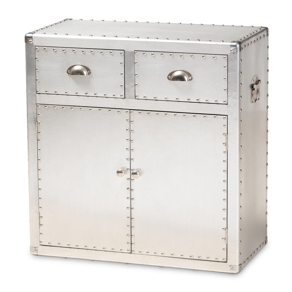 Baxton Studio Serge French Industrial Silver Metal 2-Door Accent Storage Cabinet. Picture 12