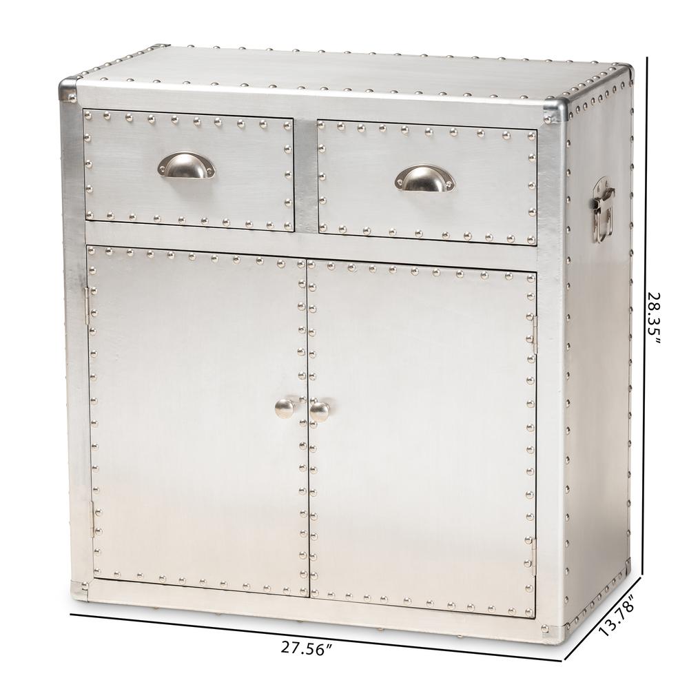 Baxton Studio Serge French Industrial Silver Metal 2-Door Accent Storage Cabinet. Picture 20
