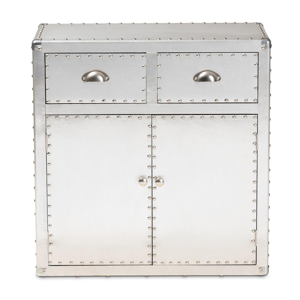 Baxton Studio Serge French Industrial Silver Metal 2-Door Accent Storage Cabinet. Picture 13