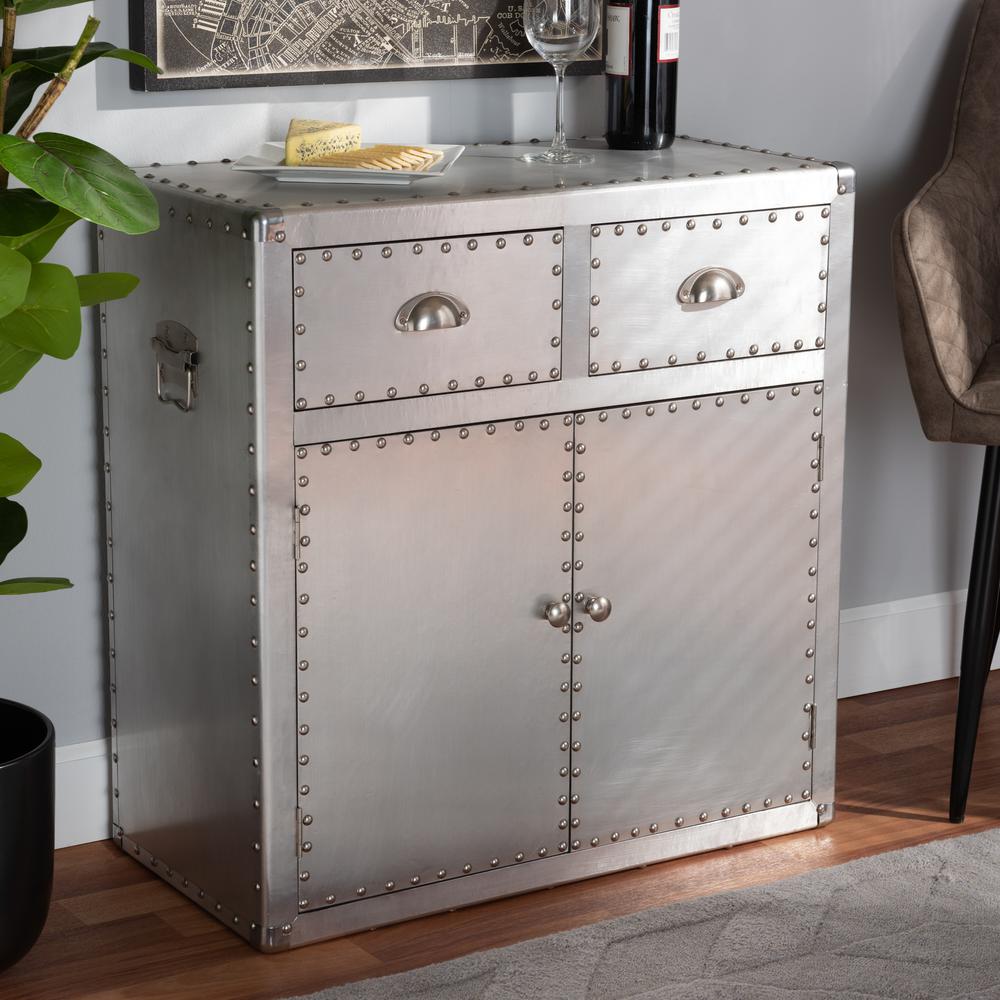 Baxton Studio Serge French Industrial Silver Metal 2-Door Accent Storage Cabinet. Picture 18