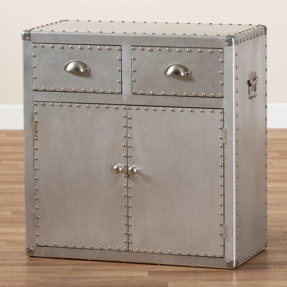 Baxton Studio Serge French Industrial Silver Metal 2-Door Accent Storage Cabinet. Picture 20