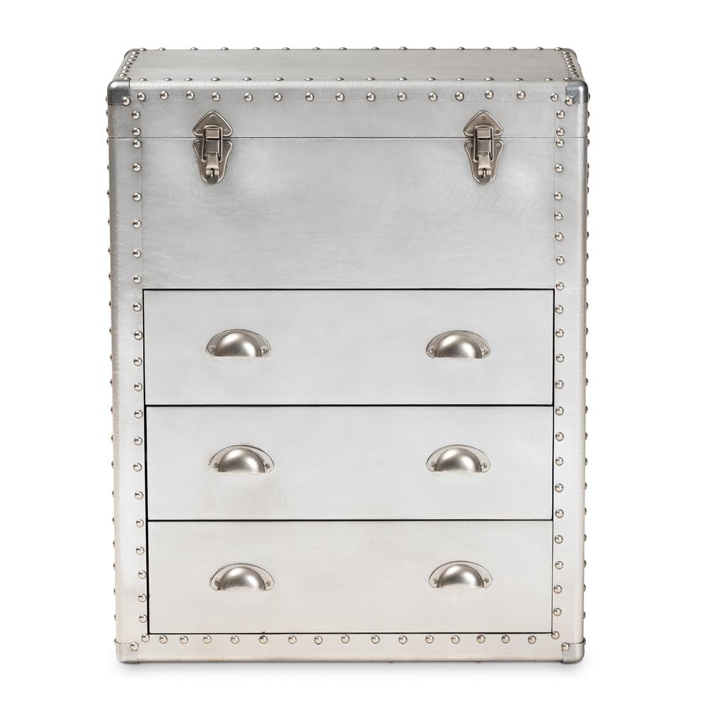 Baxton Studio Serge French Industrial Silver Metal 3-Drawer Accent Storage Chest. Picture 15