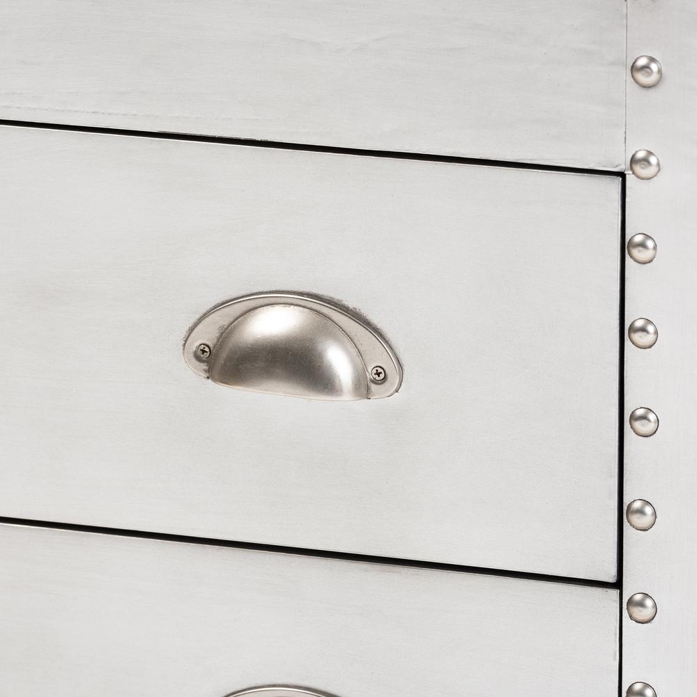 Baxton Studio Serge French Industrial Silver Metal 3-Drawer Accent Storage Chest. Picture 19