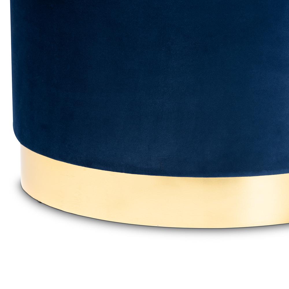 Baxton Studio Marisa Glam and Luxe Navy Blue Velvet Fabric Upholstered Gold Finished Storage Ottoman. Picture 13