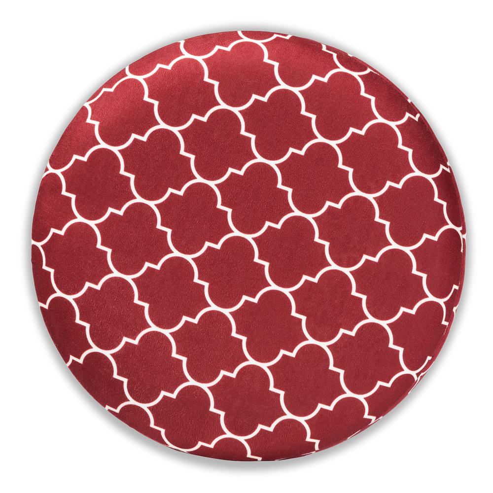 Baxton Studio Serra Glam and Luxe Red Quatrefoil Velvet Fabric Upholstered Gold Finished Metal Storage Ottoman. Picture 12