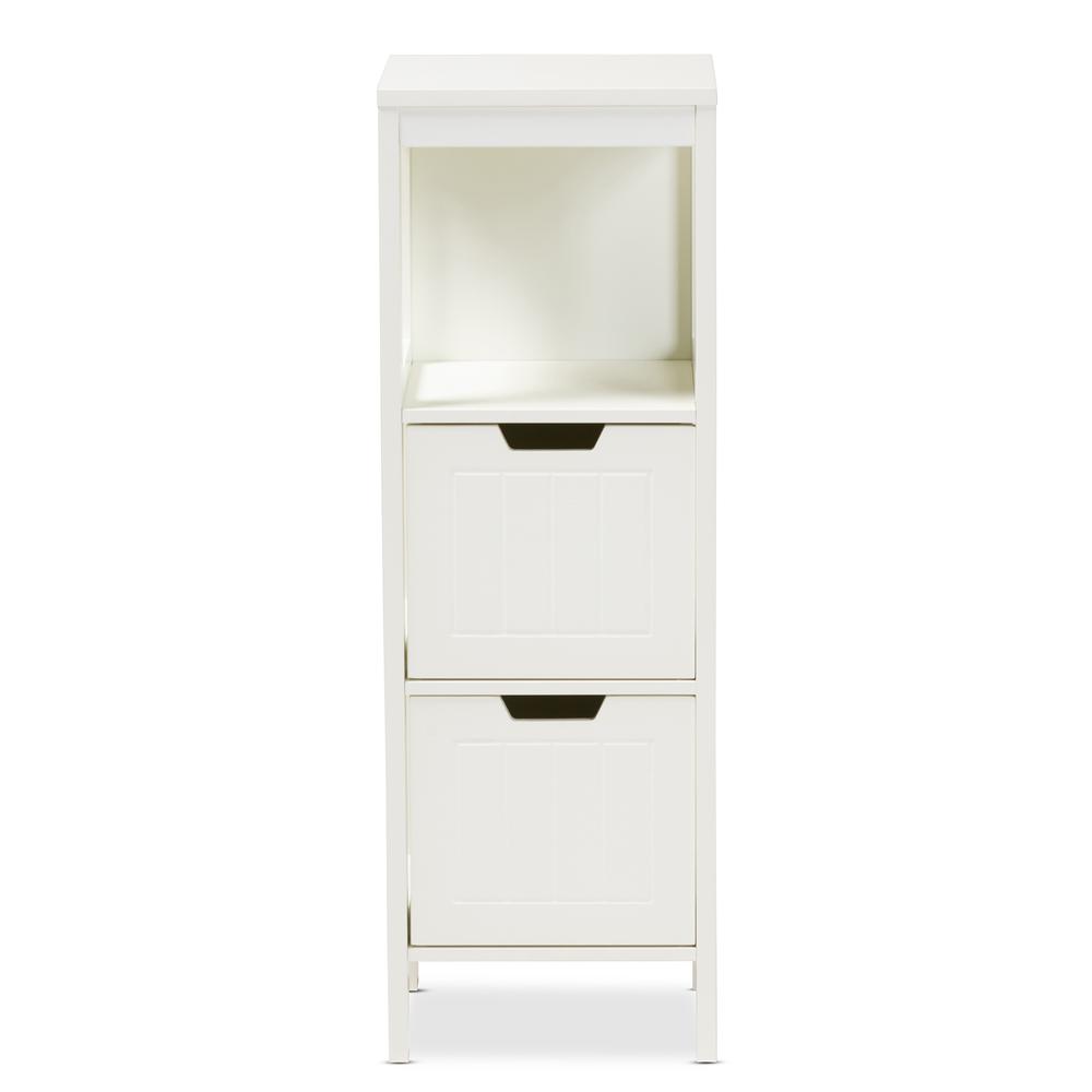 Reuben Cottage and Farmhouse White Finished 2-Drawer Wood Storage Cabinet. Picture 11