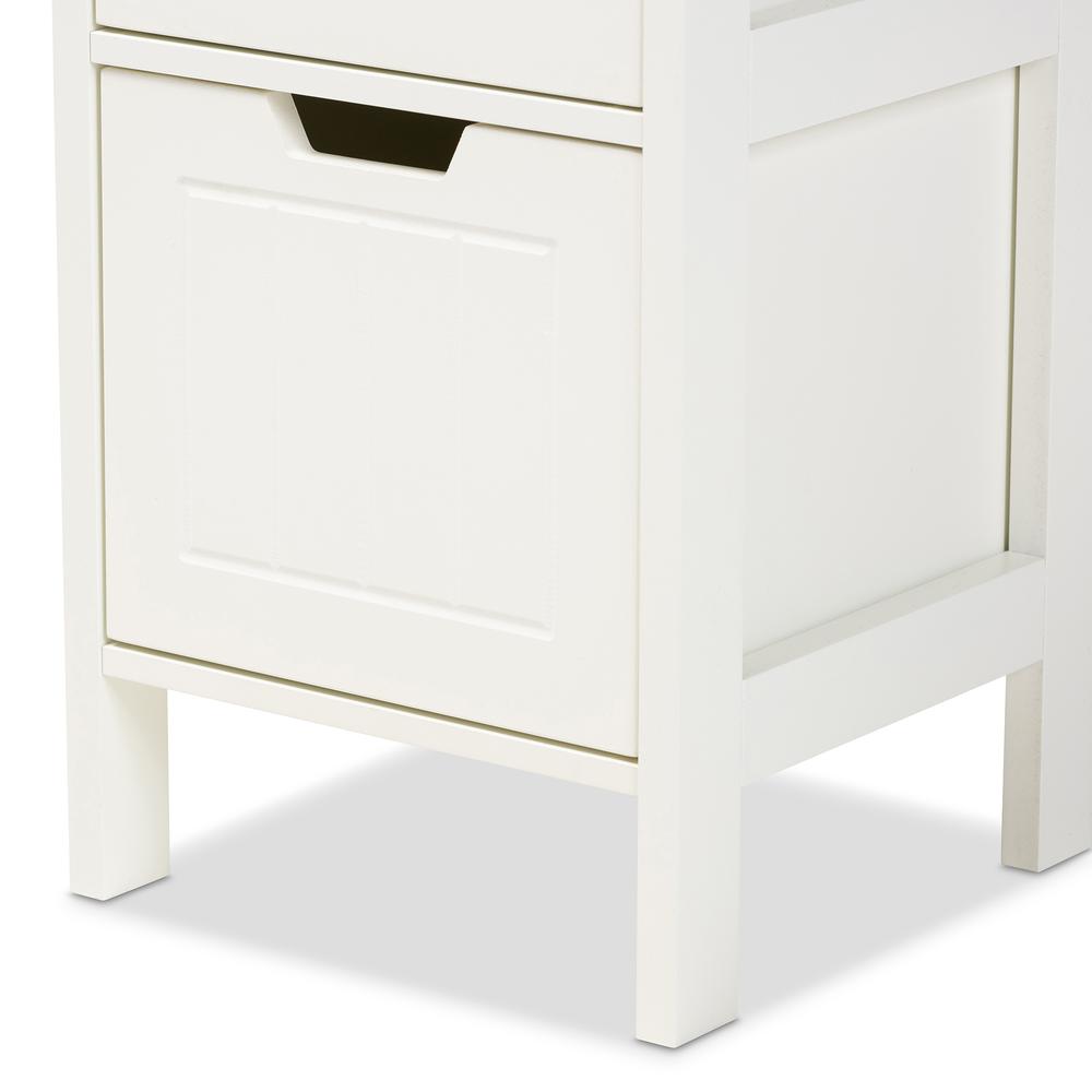 Reuben Cottage and Farmhouse White Finished 2-Drawer Wood Storage Cabinet. Picture 13