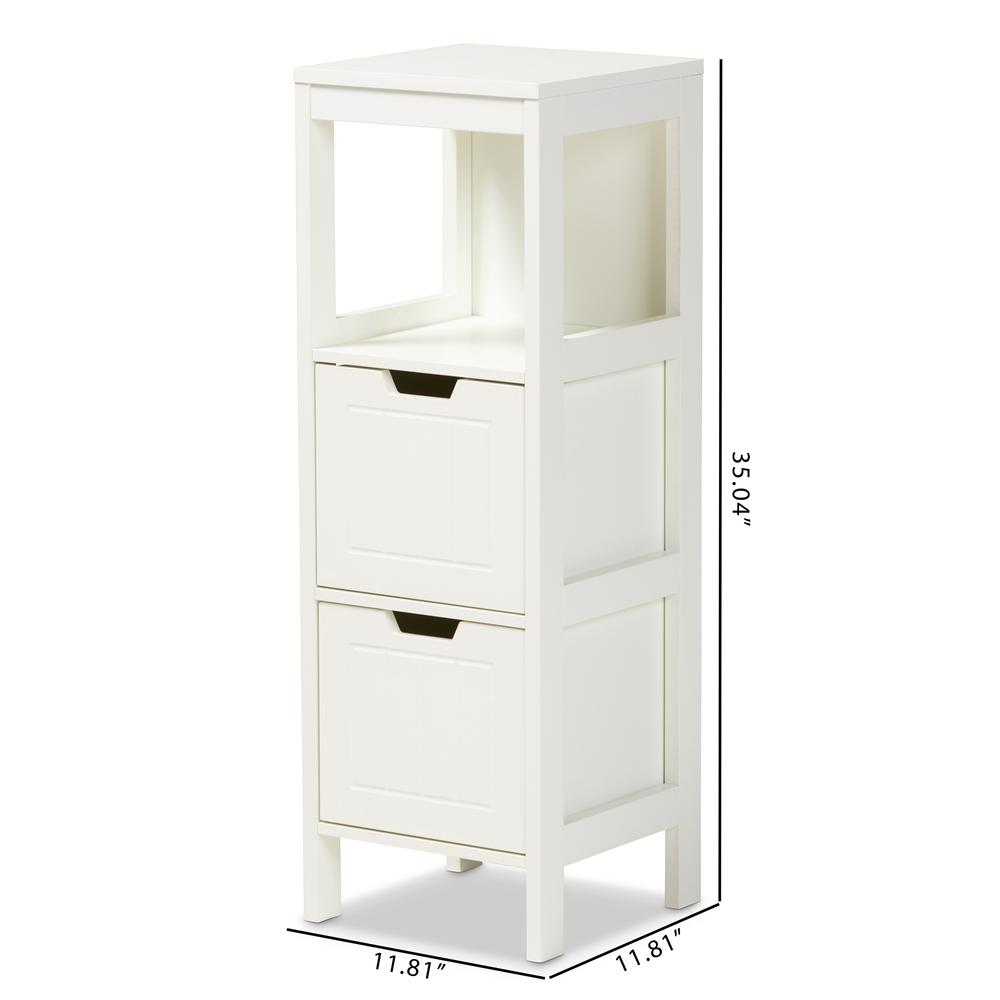 Reuben Cottage and Farmhouse White Finished 2-Drawer Wood Storage Cabinet. Picture 16