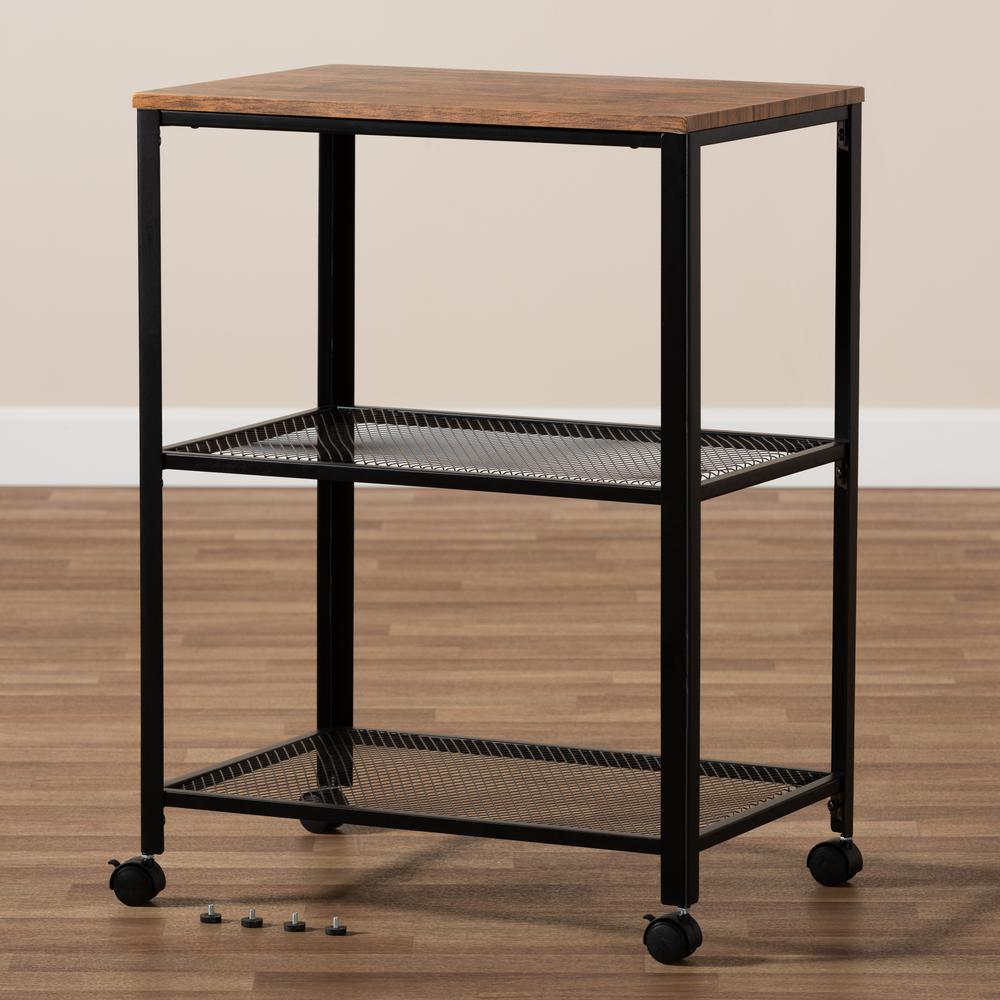 Oak Brown Finished Wood Kitchen Serving Cart. Picture 15