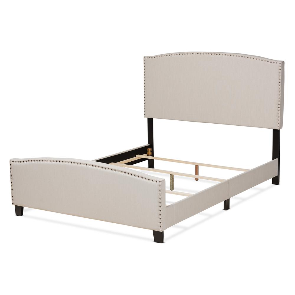 Morgan Modern Transitional Beige Fabric Upholstered King Size Panel Bed. Picture 13