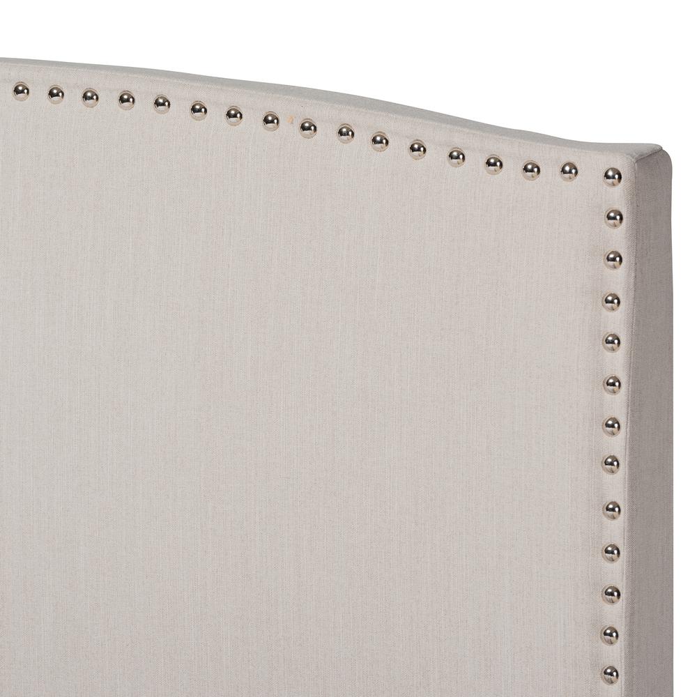 Morgan Modern Transitional Beige Fabric Upholstered King Size Panel Bed. Picture 14