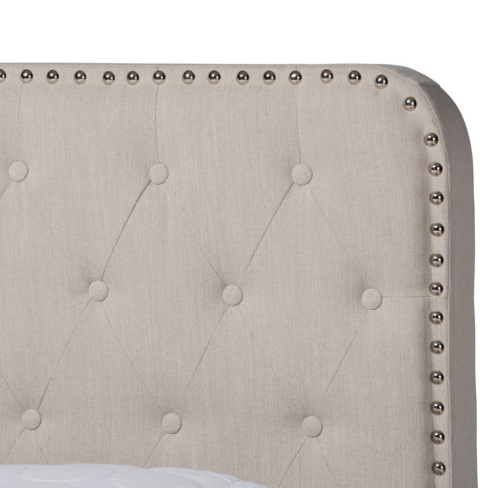 Annalisa Modern Transitional Beige Fabric Upholstered Button Tufted Queen Size Panel Bed. Picture 4