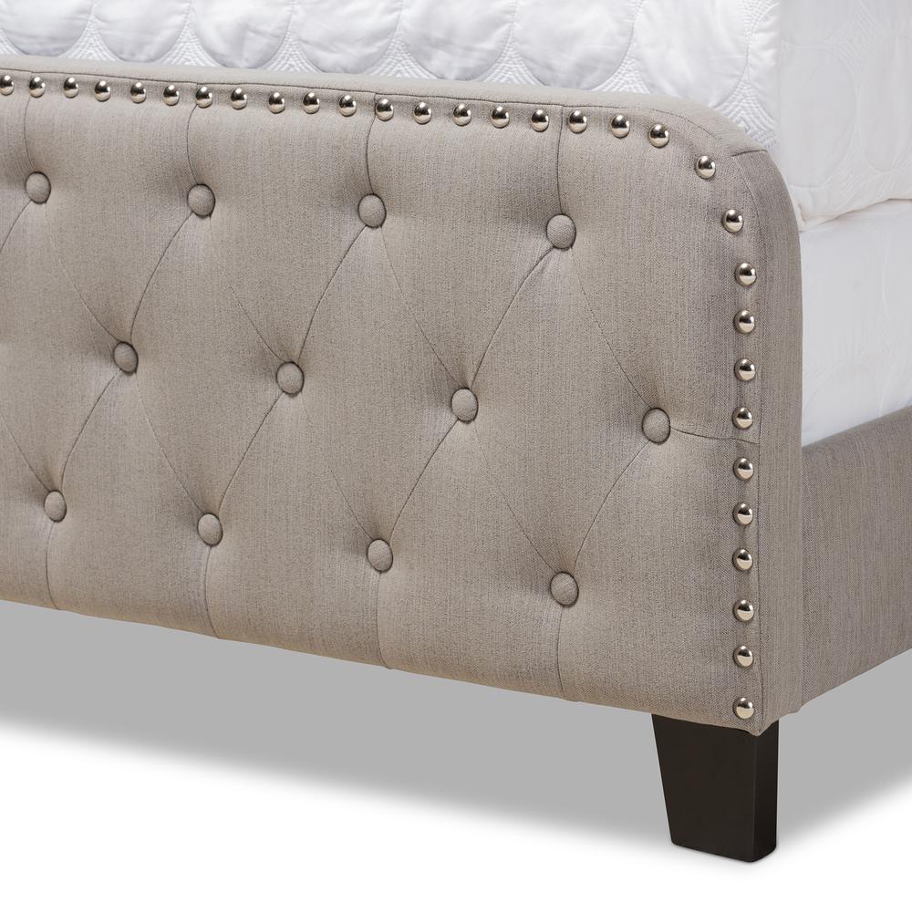 Annalisa Modern Transitional Grey Fabric Upholstered Button Tufted Queen Size Panel Bed. Picture 5