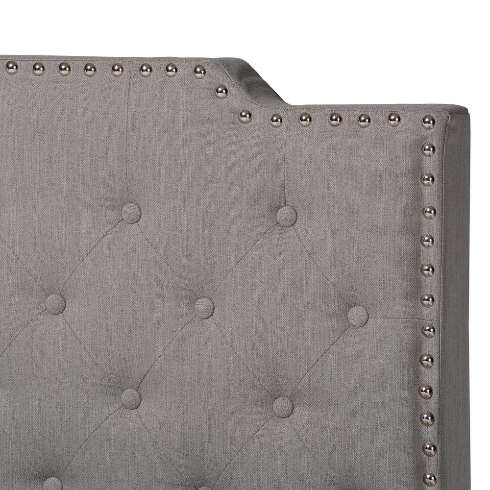 Transitional Grey Fabric Upholstered Button Tufted Full Size Panel Bed. Picture 14