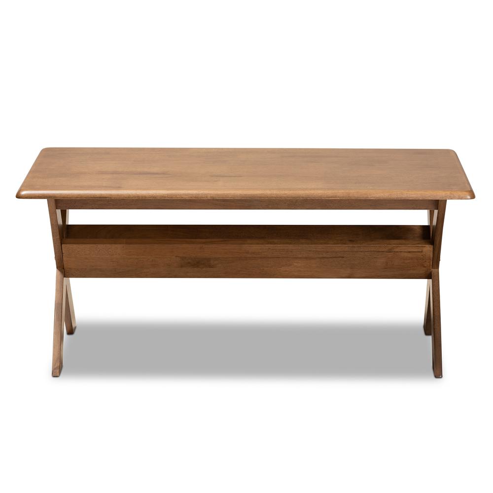 Sarai Modern Transitional Walnut Brown Finished Rectangular Wood Coffee Table. Picture 10