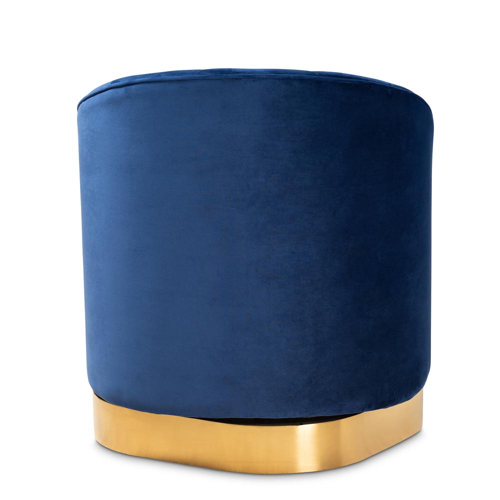 Baxton Studio Fiore Glam and Luxe Royal Blue Velvet Fabric Upholstered Brushed Gold Finished Swivel Accent Chair. Picture 14