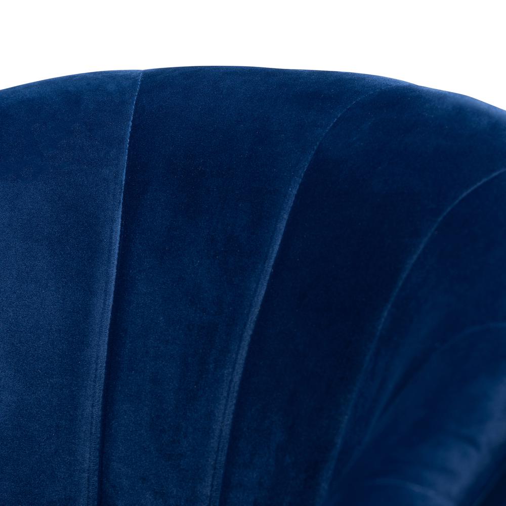 Baxton Studio Fiore Glam and Luxe Royal Blue Velvet Fabric Upholstered Brushed Gold Finished Swivel Accent Chair. Picture 15
