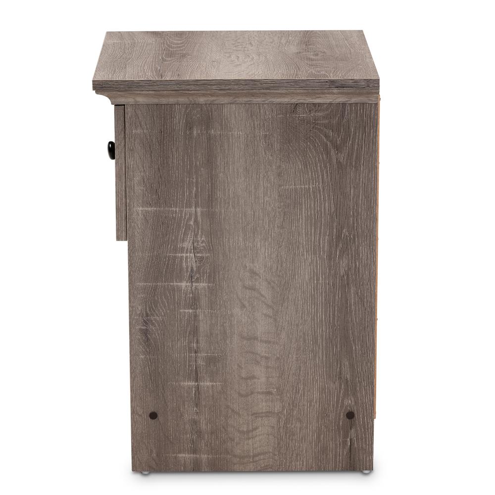 Dara Traditional Transitional Grey Brown Oak Finished 1-Drawer Wood Nightstand. Picture 12