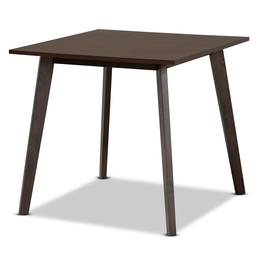 Britte Mid-Century Modern Dark Oak Brown Finished Square Wood Dining Table. Picture 8