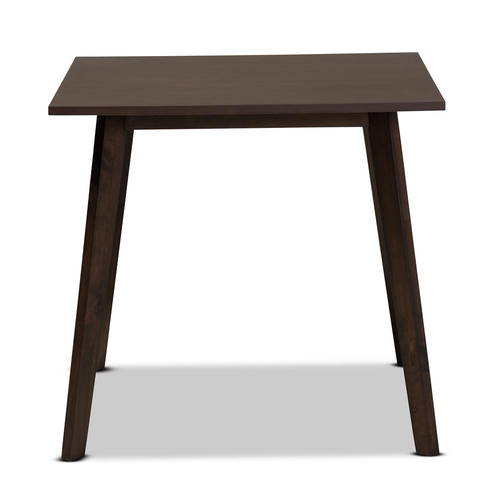 Britte Mid-Century Modern Dark Oak Brown Finished Square Wood Dining Table. Picture 9